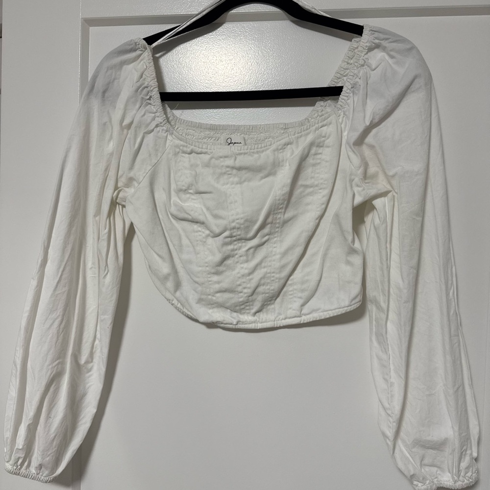 White Long Sleeve Crop Top